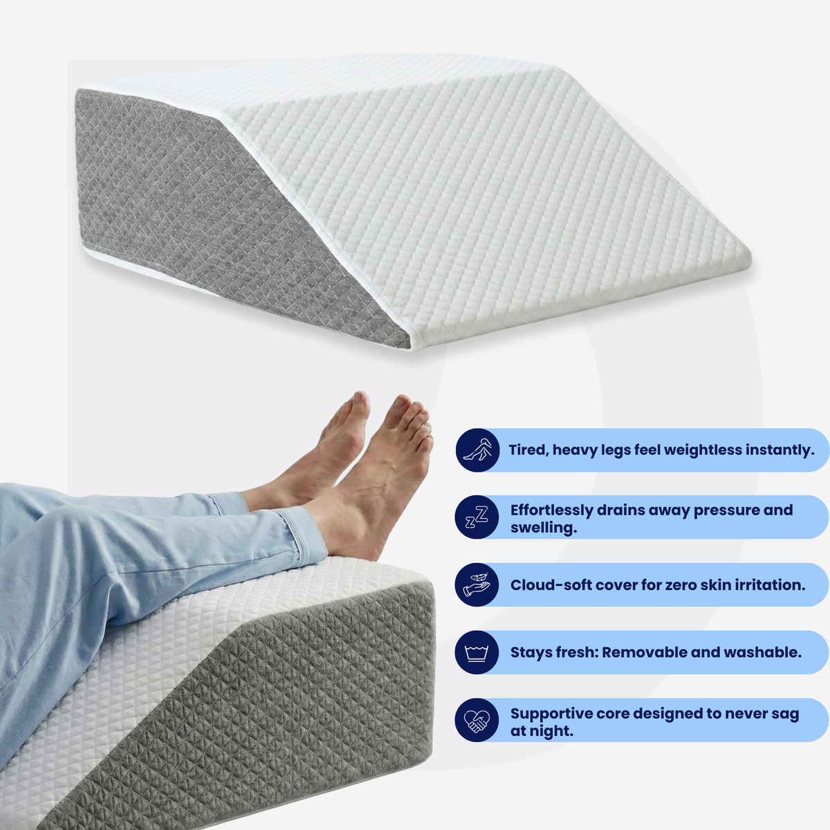 De DreamSleepz beensteunwig, directe verlichting voor zware, gezwollen benen