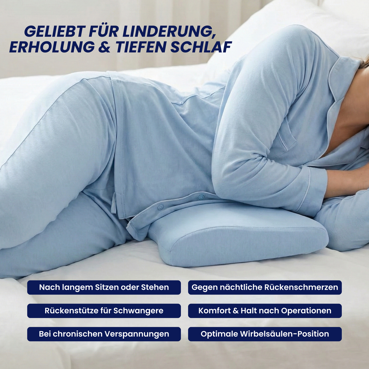 Het DreamSleepz rugsteunkussen, weg met rugpijn en nachtelijke spanning