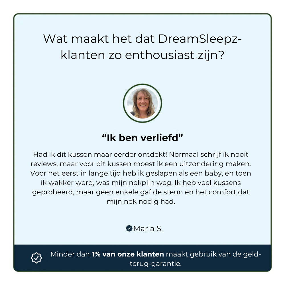 Het originele DreamSleepz kussen – Eindelijk pijnvrij en uitgerust wakker worden