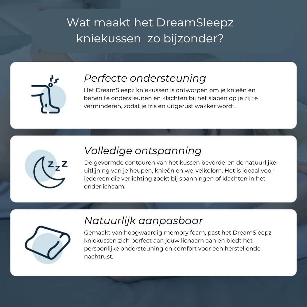 Het originele DreamSleepz Kniekussen – Ontspan je heupen, knieën en onderrug